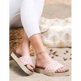 SHELOVET Chanclas Alpargatas Trenzadas rosado 2