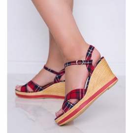 Sandalias con cuña a cuadros rojas de You Bebe rojo 1