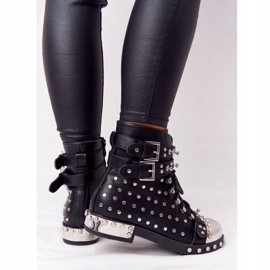 Botas Calientes De Mujer Trabajadoras Con Diamantes De Imitación Negro Lu Boo 1