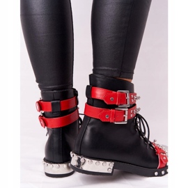 Botas cálidas para mujer Trabajadoras con diamantes de imitación Negro y rojo Lu Boo 1