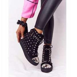 Botas de cuña Lu Boo negras de ante negro con diamantes de imitación 2