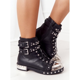 Botas Calientes De Mujer Trabajadoras Con Diamantes De Imitación Negro Lu Boo 5