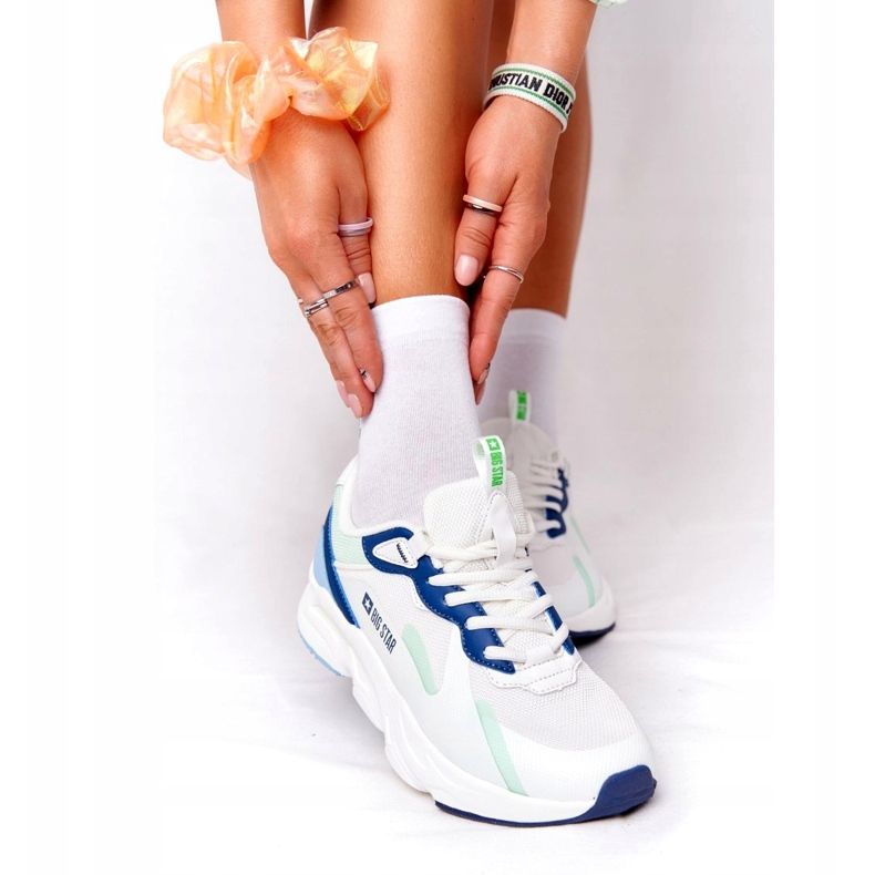 Zapatos Deportivos Mujer Memory Foam Big Star HH274810 Blanco azul verde 4 Zapatos Deportivos Mujer Memory Foam Big Star HH274810 Blanco azul verde 4