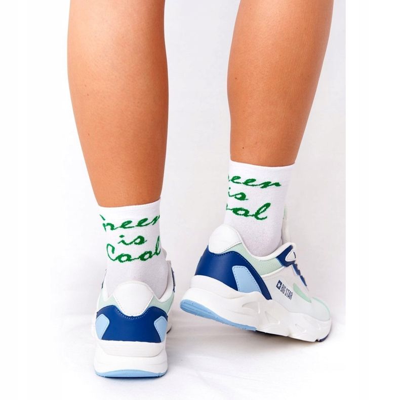 Zapatos Deportivos Mujer Memory Foam Big Star HH274810 Blanco azul verde 3 Zapatos Deportivos Mujer Memory Foam Big Star HH274810 Blanco azul verde 3