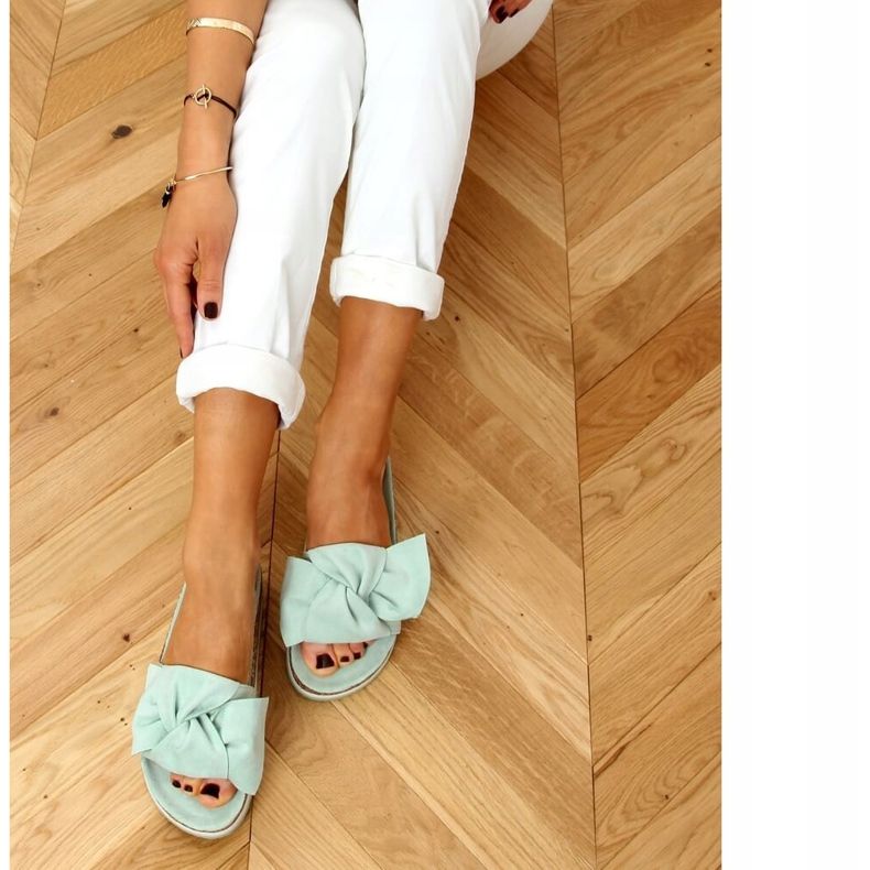 Mint 8228 Pantuflas verdes con suela alta 1
