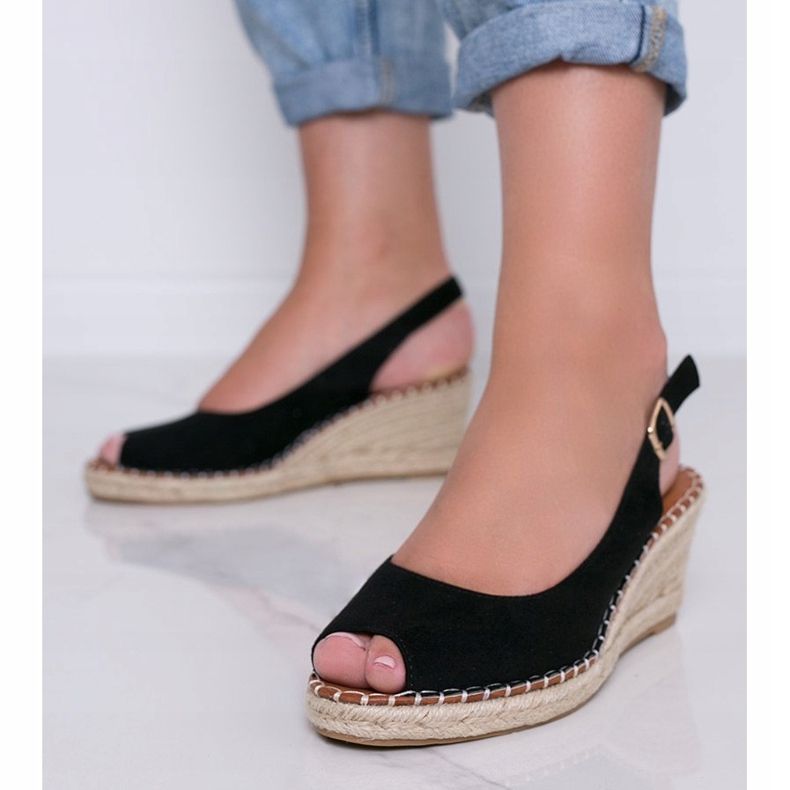 Sandalias con cuña negras de Caitlin negro 1 Sandalias con cuña negras de Caitlin negro 1