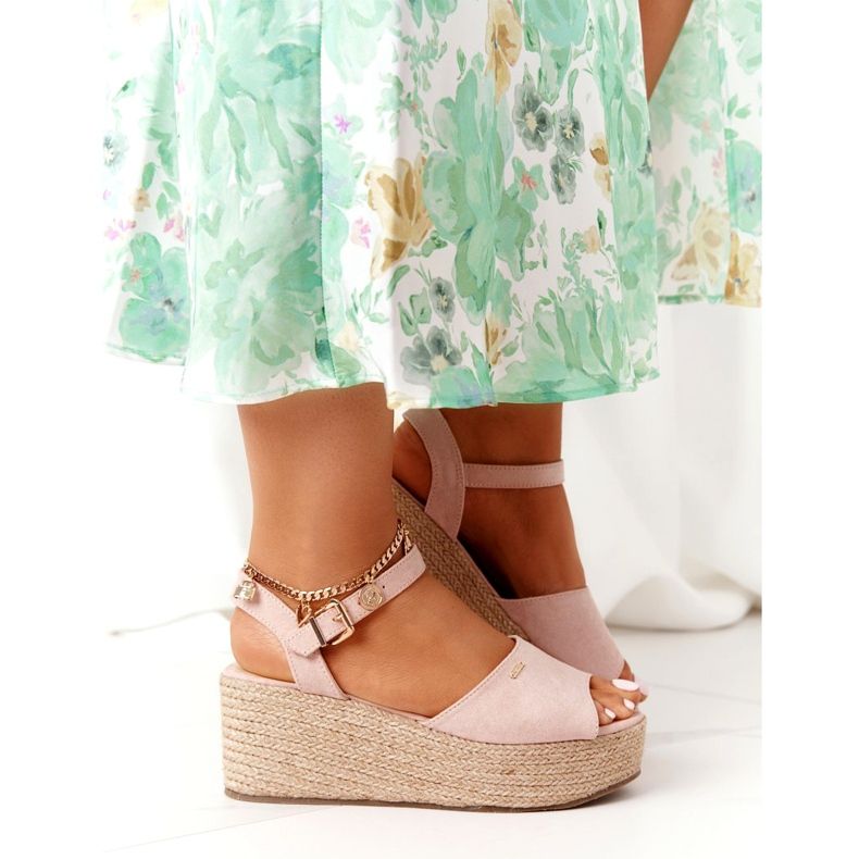 Sandalias Cuña Trenzada Big Star FF274749 Nude rosa 3