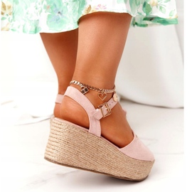 Sandalias Cuña Trenzada Big Star FF274749 Nude rosado 4