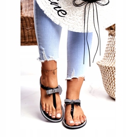 LU BOO Pantuflas De Goma De Mujer Chanclas Negras Rhinestones Lou negro 2