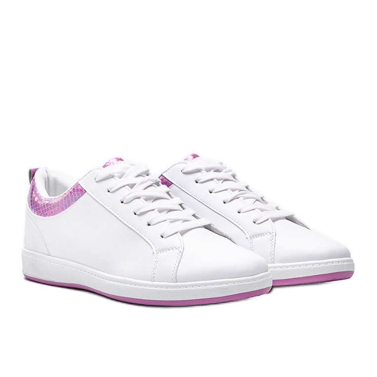 Zapatillas deportivas Madalynn holográficas en blanco y rosa 1