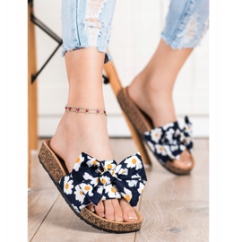 SHELOVET Zapatillas de moda con flores azul marino 3