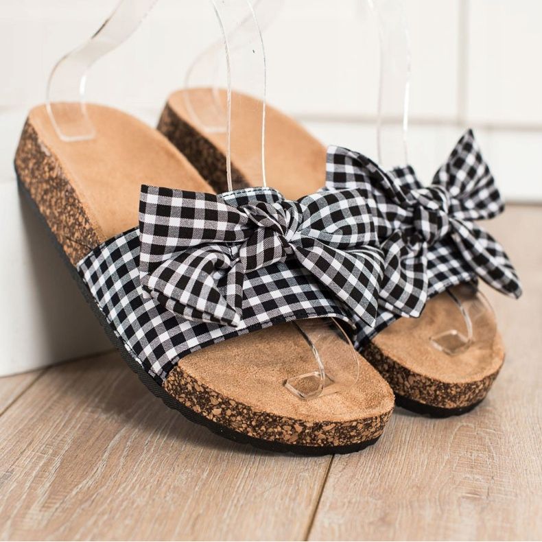 SHELOVET Zapatillas a cuadros de moda blanco negro 2