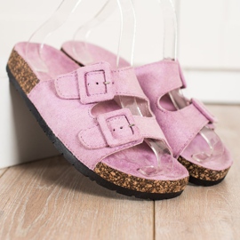 SHELOVET Zapatillas cómodas con hebillas violeta rosado 1