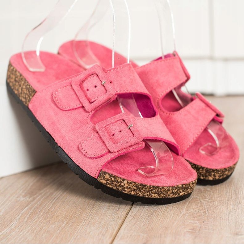 SHELOVET Zapatillas cómodas con hebillas rosa 1