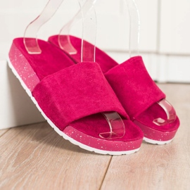 SHELOVET Chanclas de gamuza de moda rosado 3