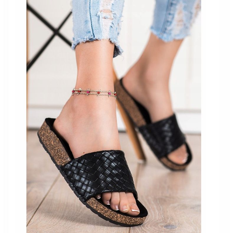 SHELOVET Zapatillas trenzadas de moda negro 2