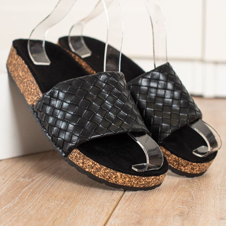 SHELOVET Zapatillas trenzadas de moda negro 1