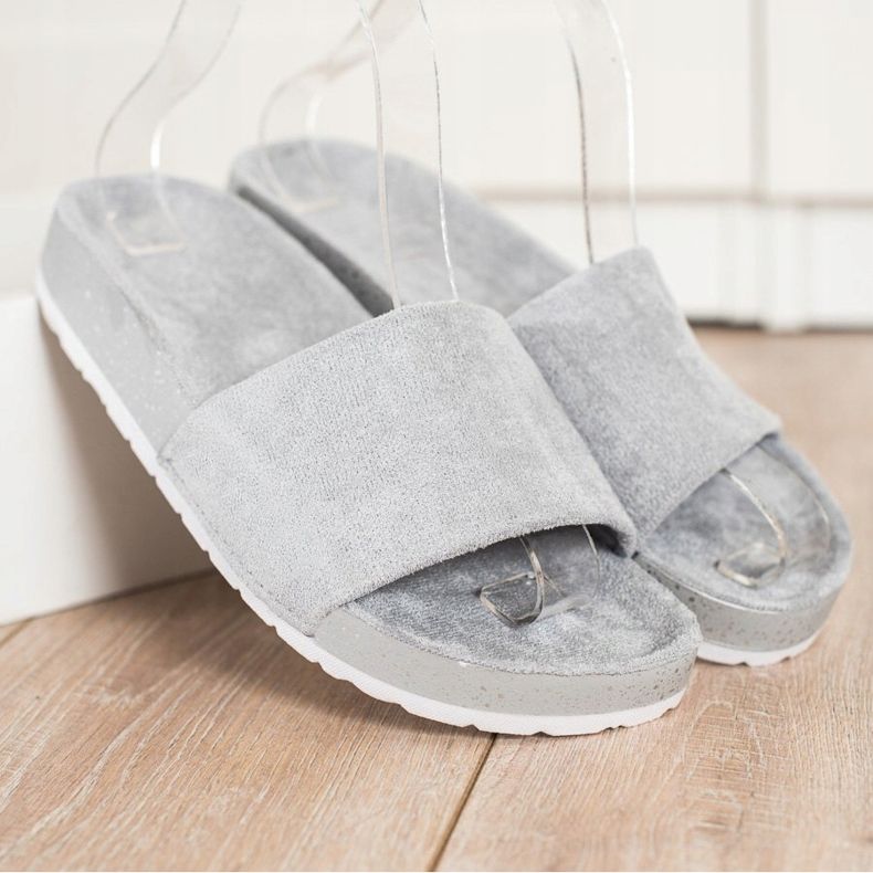 SHELOVET Zapatillas de gamuza de moda gris 1