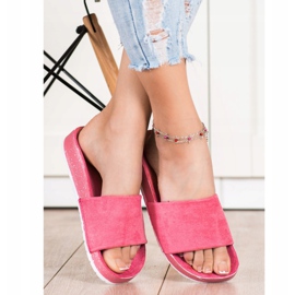 SHELOVET Chanclas de gamuza de moda rosa 1
