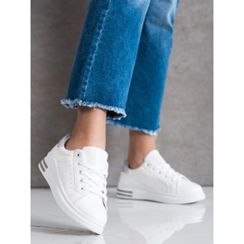 Diamantique Zapatillas con aplicación de purpurina blanco 1