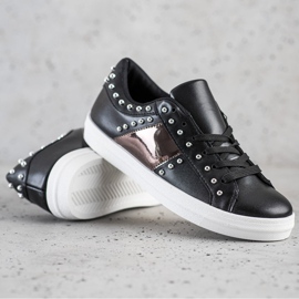 SHELOVET Zapatillas Negras Con Adornos negro 1