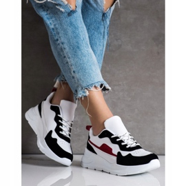 SHELOVET Zapatillas con inserciones de ante blanco negro 3