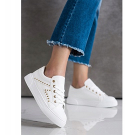 SHELOVET Zapatillas de cuero ecológico blanco 3