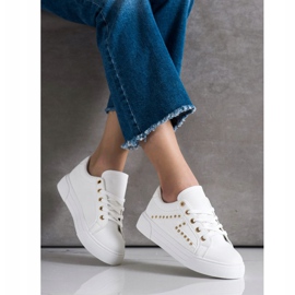 SHELOVET Zapatillas de cuero ecológico blanco 2