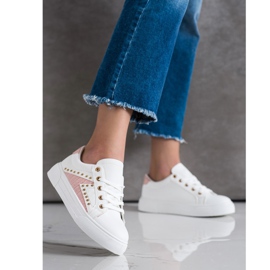 SHELOVET Zapatillas de cuero ecológico blanco 3