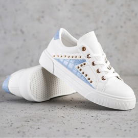 SHELOVET Zapatillas de cuero ecológico blanco 1