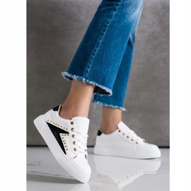 SHELOVET Zapatillas de cuero ecológico blanco 1