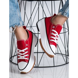 SHELOVET Zapatillas en una plataforma alta rojo 3