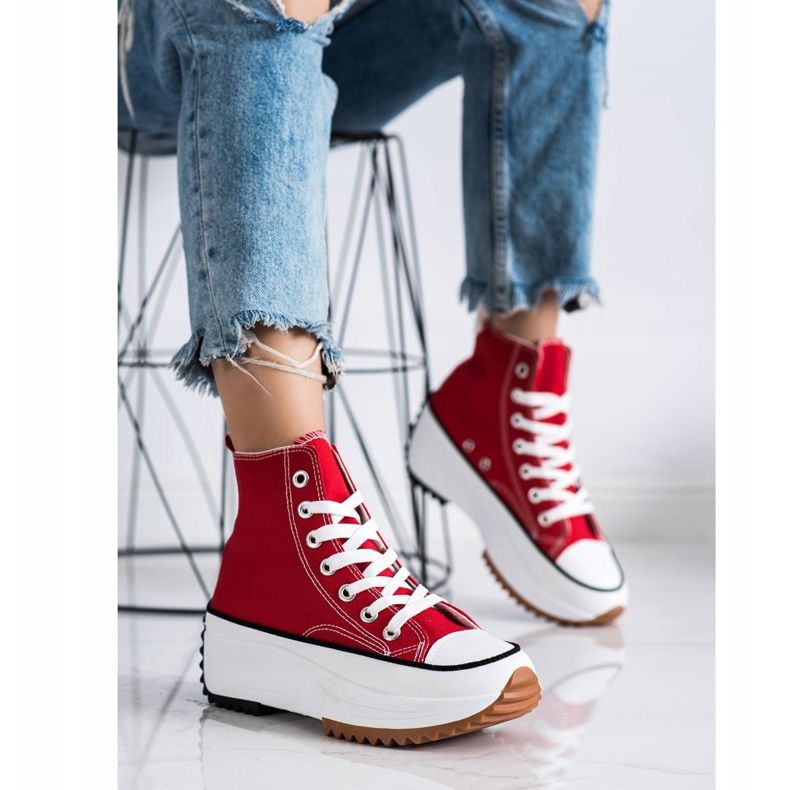 SHELOVET Zapatillas altas en la plataforma rojo 2