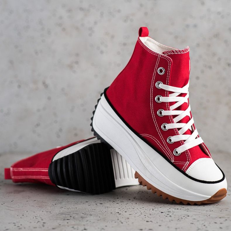 SHELOVET Zapatillas altas en la plataforma rojo 1