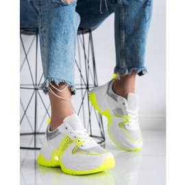 SHELOVET Zapatillas con zapatos de moda de malla blanco amarillo 2