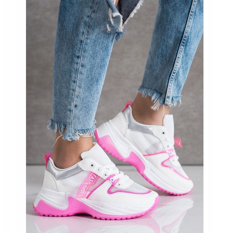 SHELOVET Zapatillas con zapatos de moda de malla blanco 1