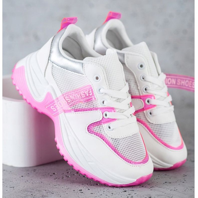 SHELOVET Zapatillas con zapatos de moda de malla blanco 2