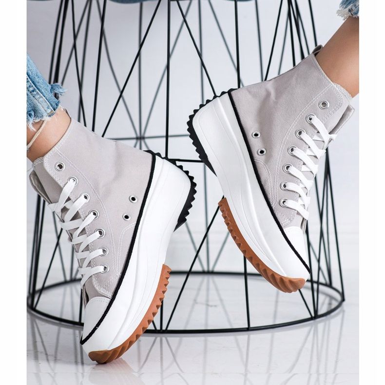 SHELOVET Zapatillas altas en la plataforma gris 2