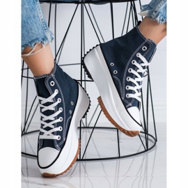 SHELOVET Zapatillas altas en la plataforma azul marino 3