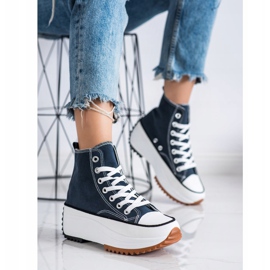 SHELOVET Zapatillas altas en la plataforma azul marino 2