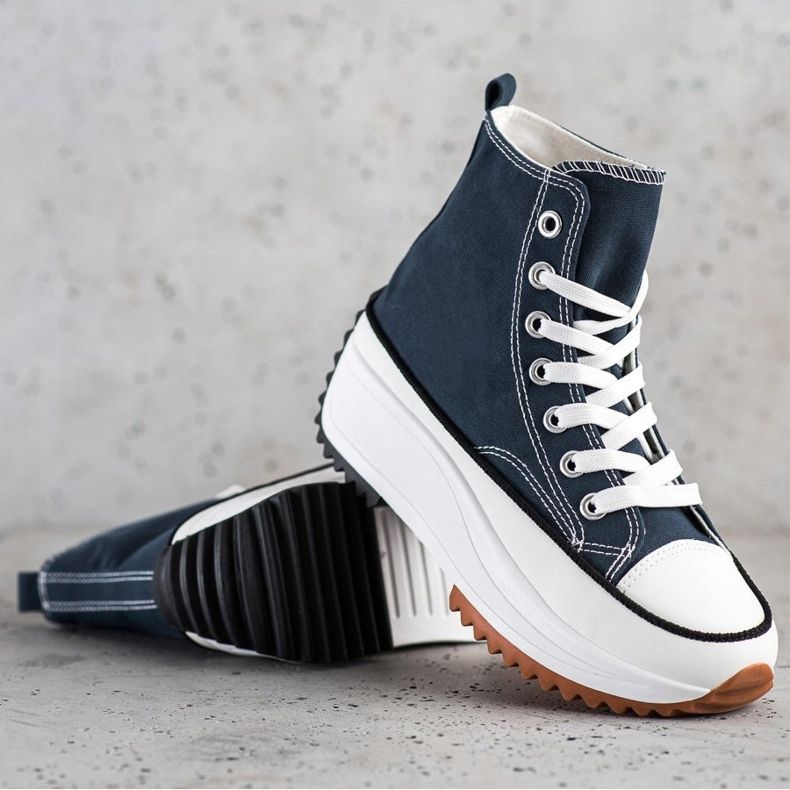 SHELOVET Zapatillas altas en la plataforma azul marino 1