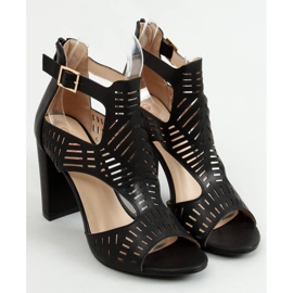 Black S-860 Sandalias de tacón caladas negras negro 3