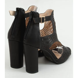 Black S-860 Sandalias de tacón caladas negras negro 4