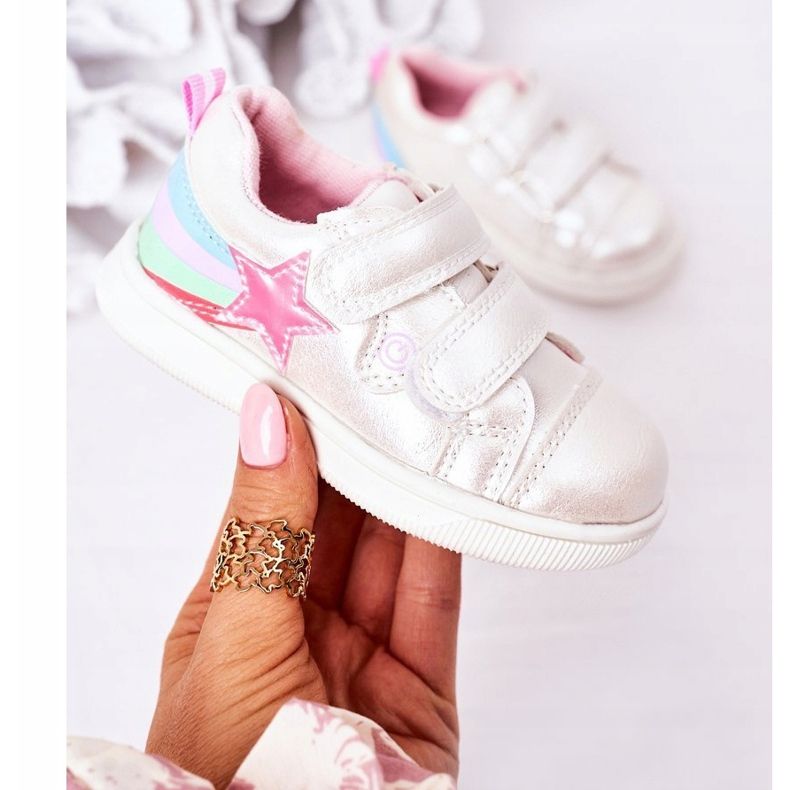 PE1 Zapatos Deportivos Infantiles De Ecopiel Con Arco Iris Blanco Jazmín multicolor 2 PE1 Zapatos Deportivos Infantiles De Ecopiel Con Arco Iris Blanco Jazmín multicolor 2