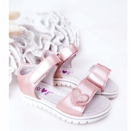 PE1 Sandalias Infantiles Con Velcro Corazón Rosa 1