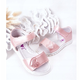 PE1 Sandalias Infantiles Con Velcro Corazón Rosa rosado 4