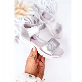PE1 Sandalias Infantiles Con Velcro Cariño Plata 2