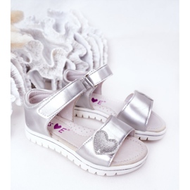PE1 Sandalias Infantiles Con Velcro Cariño Plata 3