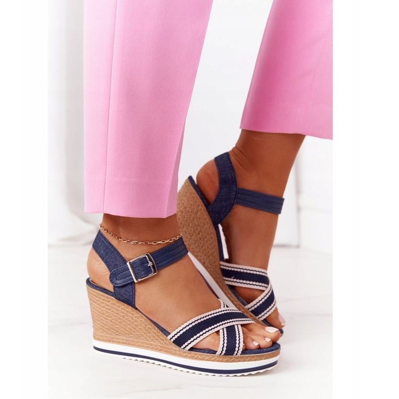 PG1 Sandalias Cuña Azul Marino Sea Wave 2