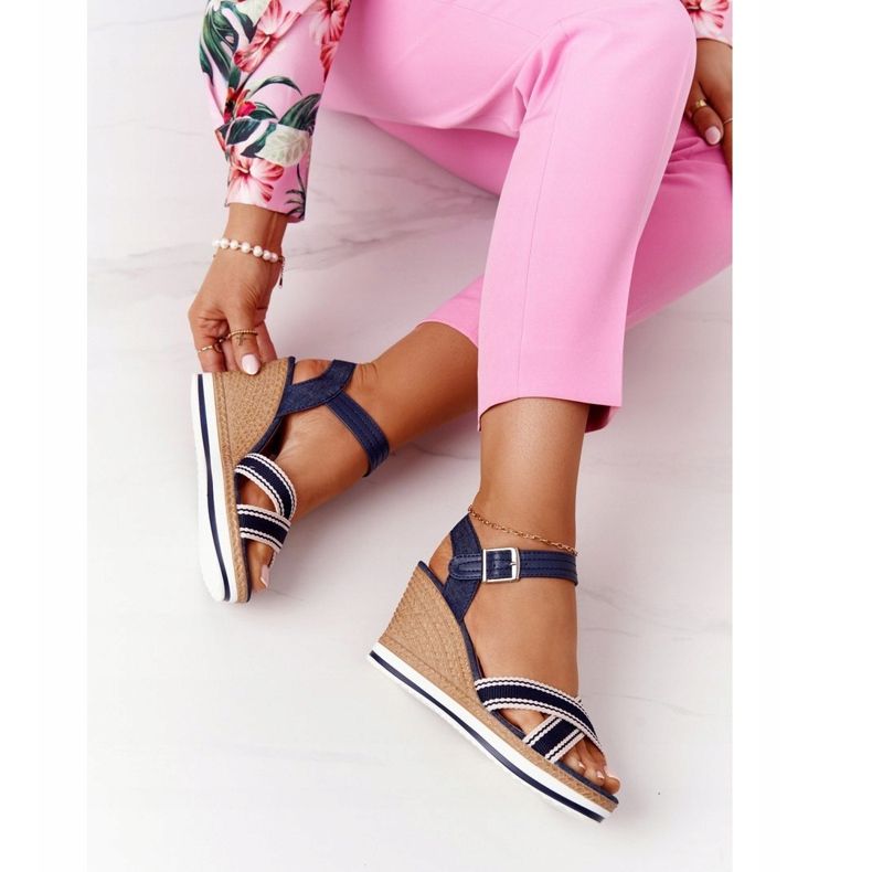 PG1 Sandalias Cuña Azul Marino Sea Wave 1